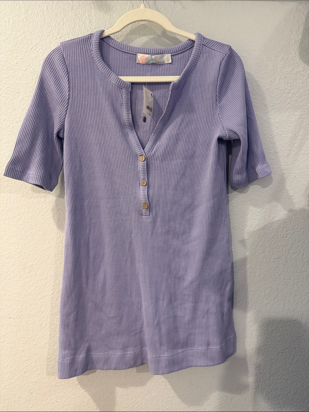 Lilac Ribbed Henley Midi Dress - Free People